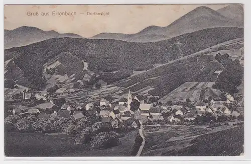905348 Feldpost Ak Gruß aus Erlenbach Dorfansicht 1918