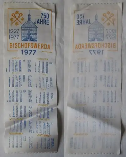 DDR Stoff Kalender 750 Jahre Bischofswerda 1977 (164009)