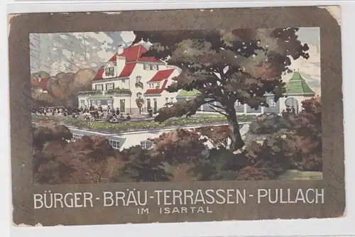 905220 Ak Pullach im Isartal Bürger Bräu Terrassen 1908