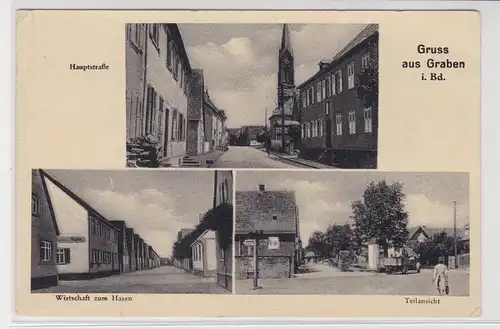 905219 Mehrbild Ak Gruß aus Graben in Bd. Wirtschaft zum Hasen usw. um 1940