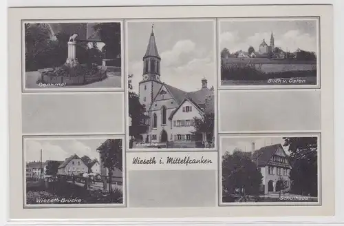 905108 Mehrbild Ak Wieseth in Mittelfranken Schulhaus usw. um 1940