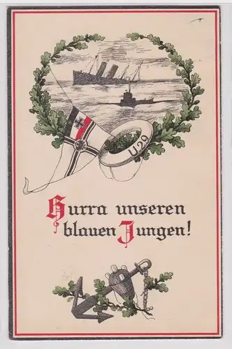 904221 Patriotika U-Boot U 29 Ak "Hurra unseren blauen Jungen!" 1915