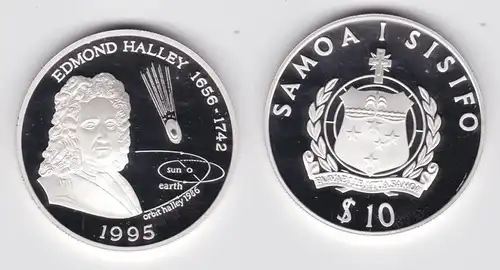 10 Tala Silbermünze Samoa Edmond Halley 1656-1742, 1995 PP (163907)