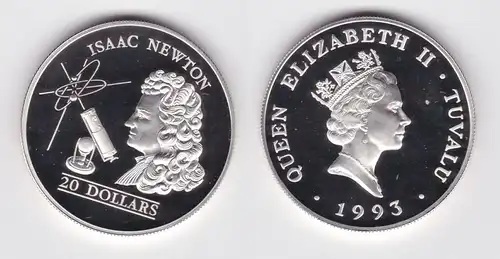 20 Dollar Silber Münze Tuvalu Isaac Newton 1993 PP (164362)