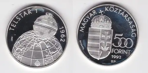 500 Forint Silber Münze Ungarn Telestar 1, 1962, 1992 PP (163680)