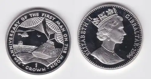 1 Crown Silber Münze Gibraltar 1994 25. Jahre First Man on the Moon PP (164077)