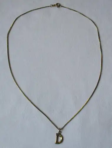 elegante 333er Gold Damen Halskette mit Diamant Anhänger Initiale D (119476)
