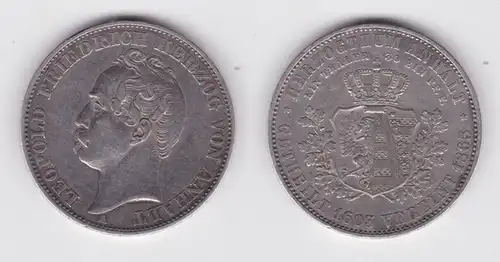 1 Taler Silber Münze Anhalt Vereinigung 1863 A (163694)