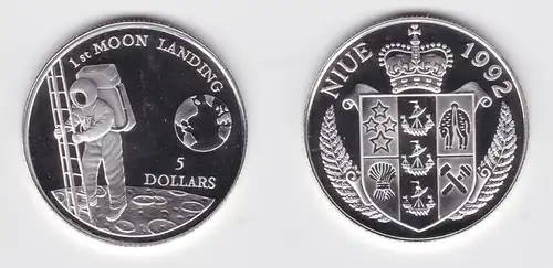 5 Dollar Silber Münze Niue 1992 1.Mondlandung PP (164400)