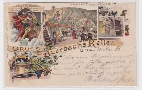 903969 Ak Lithographie Gruß aus Auerbachs Keller Leipzig 1903