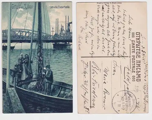 903972 Ak Gruß aus Libau Liepāja Lettische Fischerfamilie 1915