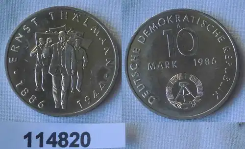 DDR Gedenk Münze 10 Mark Ernst Thälmann 1986 (114820)