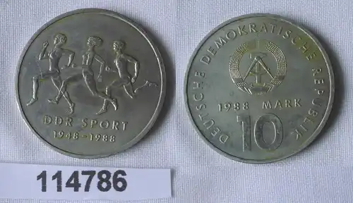 DDR Gedenk Münze 10 Mark 40 Jahre DDR Sport 1988 (114786)