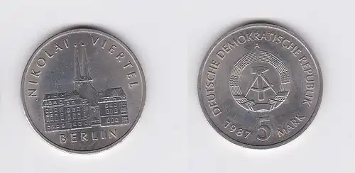 DDR Gedenk Münze 5 Mark Berlin Nikolai Viertel 1987 (120003)