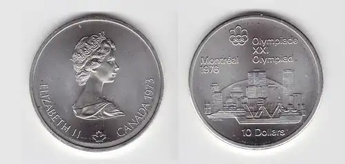 10 Dollar Silber Münze Canada Kanada Olympiade Montreal Skyline 1973 (114302)