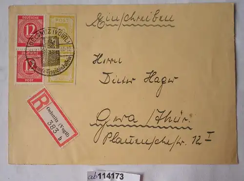 alter Einschreiben Brief  SBZ gestempelt Ölsnitz i.V. 1946 (114173)