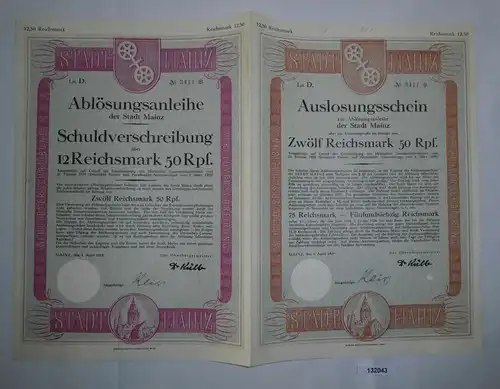 12,5 Reichsmark Ablösungsanleihe der Stadt Mainz 4.April 1929 (132043)
