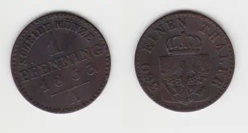 1 Pfennig Bronze Münze Preussen 1853 A  f.ss (150916)