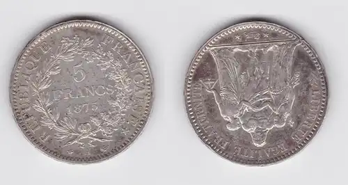 5 Franc Silber Münze Frankreich 1875 A f.vz (151594)