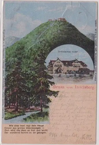 47491 Textil Seidenkarte Ak Gruss vom Inselsberg - Gothaisches Hotel 1902