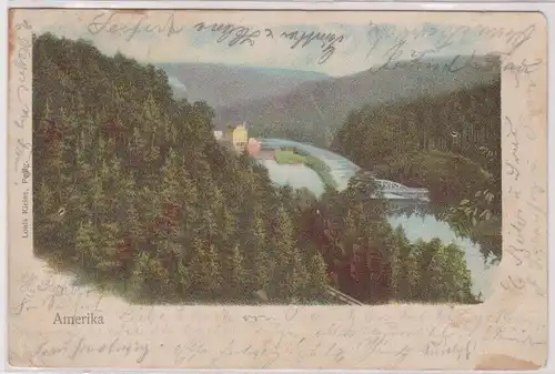 38047 Ak Amerika - Blick auf Zwickauer Mulde und Brücke 1900