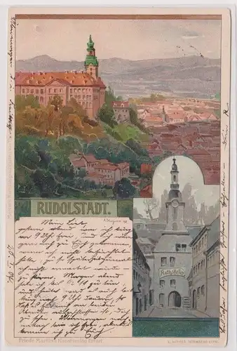 904115 Künstler Ak Lithographie Rudolstadt Schloß und Ratskeller 1904