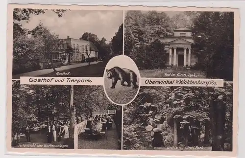 27128 Mehrbild Ak Gasthof und Tierpark Oberwinkel b. Waldenburg 1936