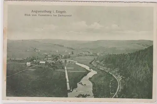 903649 Ak Augustusburg im Erzgebirge Blick vom Kunnerstein ins Zschopautal