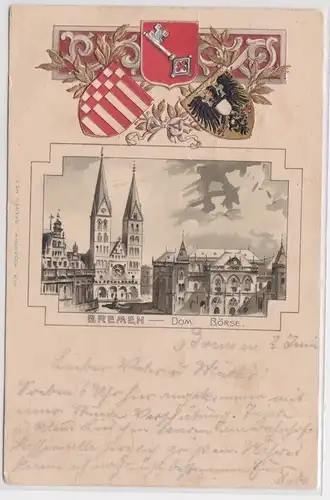 903347 Präge Passe Partout Ak Bremen Dom und Börse 1900