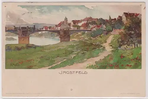 58864 Künstler Ak Lithographie Jagstfeld Totalansicht 1908