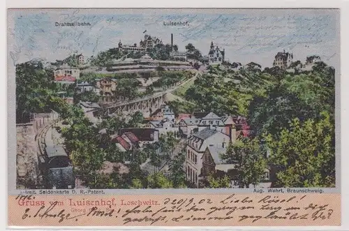 62414 imit. Seidenkarte Ak Gruß vom Luisenhof Loschwitz 1902