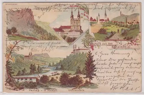 63061 Ak Lithografie Gruss aus dem Mainthal Schloss Banz usw. 1898