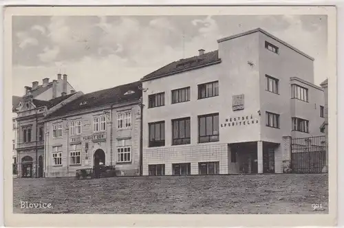 16876 Ak Blovice Blowitz - städtische Sparkasse und Hotel Pansky Dum 1935