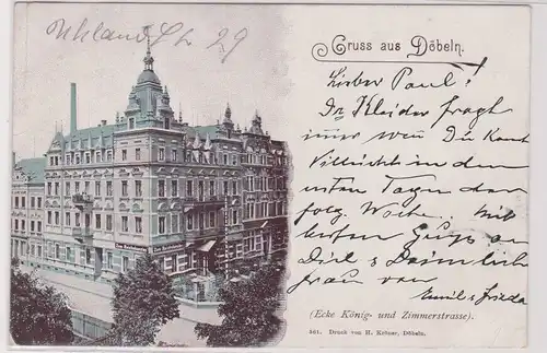 62592 Ak Gruß aus Döbeln Restaurant zum Reichskanzler Ecke König- & Zimmerstraße