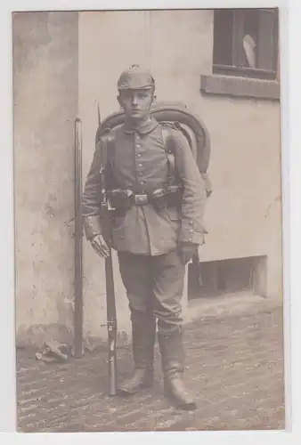 65404 Foto Ak Altenburg S.-A. Soldat in feldgrau 1.Weltkrieg 1918