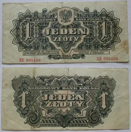 1 Zloty Banknote Polen 1944 Pick 105 (161089)