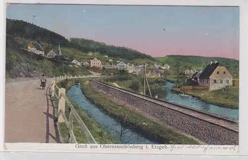 33563 Ak Gruß aus Oberneuschönberg im Erzgebirge um 1920