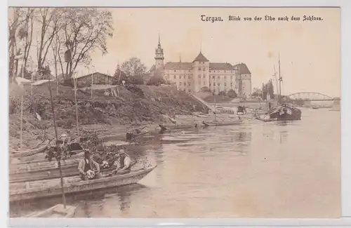 99986 Feldpost Ak Torgau Blick von der Elbe nach dem Schloss 1918