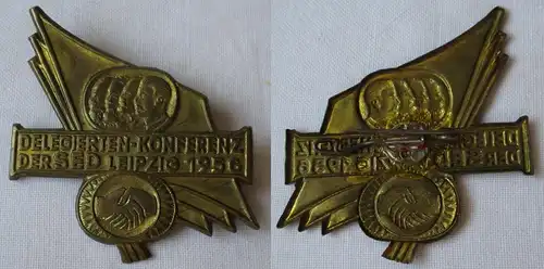 DDR Blech Abzeichen SED Delegierten Konferenz Leipzig 1956 (164523)