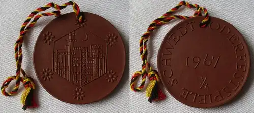 DDR Meissner Porzellan Medaille Schwedt Oderfestspiele 1967 (164853)
