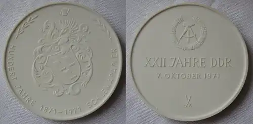 DDR Medaille XXII Jahre 7. Oktober 1971 Hundert Jahre Schlemapapier (164858)