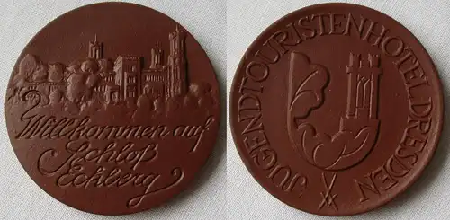 DDR Porzellan Medaille Jugendtouristhotel Dresden - Schloß Eckberg (165053)