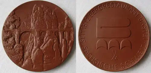 DDR Porzellan Medaille Bergrestaurant Bastei seit 1812 Sächs. Schweiz (164465)