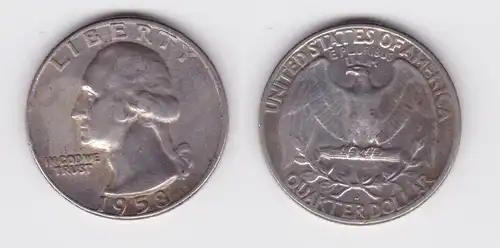 1/4 Dollar Silber Münze USA 1958 ss (165030)