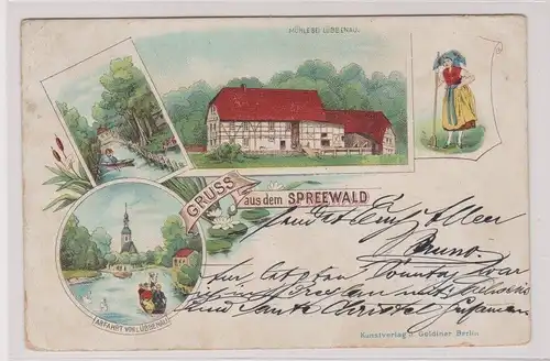 79478 Lithographie Ak Gruss aus dem Spreewald 1899