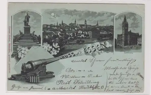 83560 Mondschein Ak Gruss aus Essen 1898