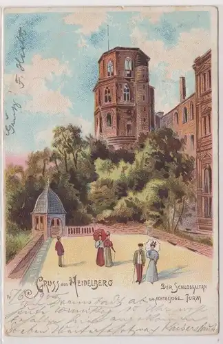 82682 Lithographie Ak Gruß aus Heidelberg - der Schlossaltan 1900