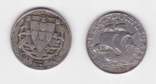 2 1/2 Escudos Silber Münze Portugal 1951 Segelschiff f.ss (164536)