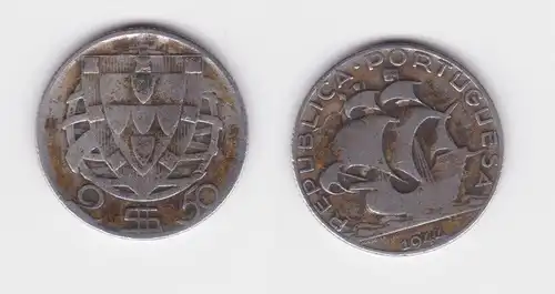 2 1/2 Escudos Silber Münze Portugal 1944 Segelschiff f.ss (164657)