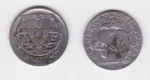 2 1/2 Escudos Silber Münze Portugal 1944 Segelschiff f.ss (164695)